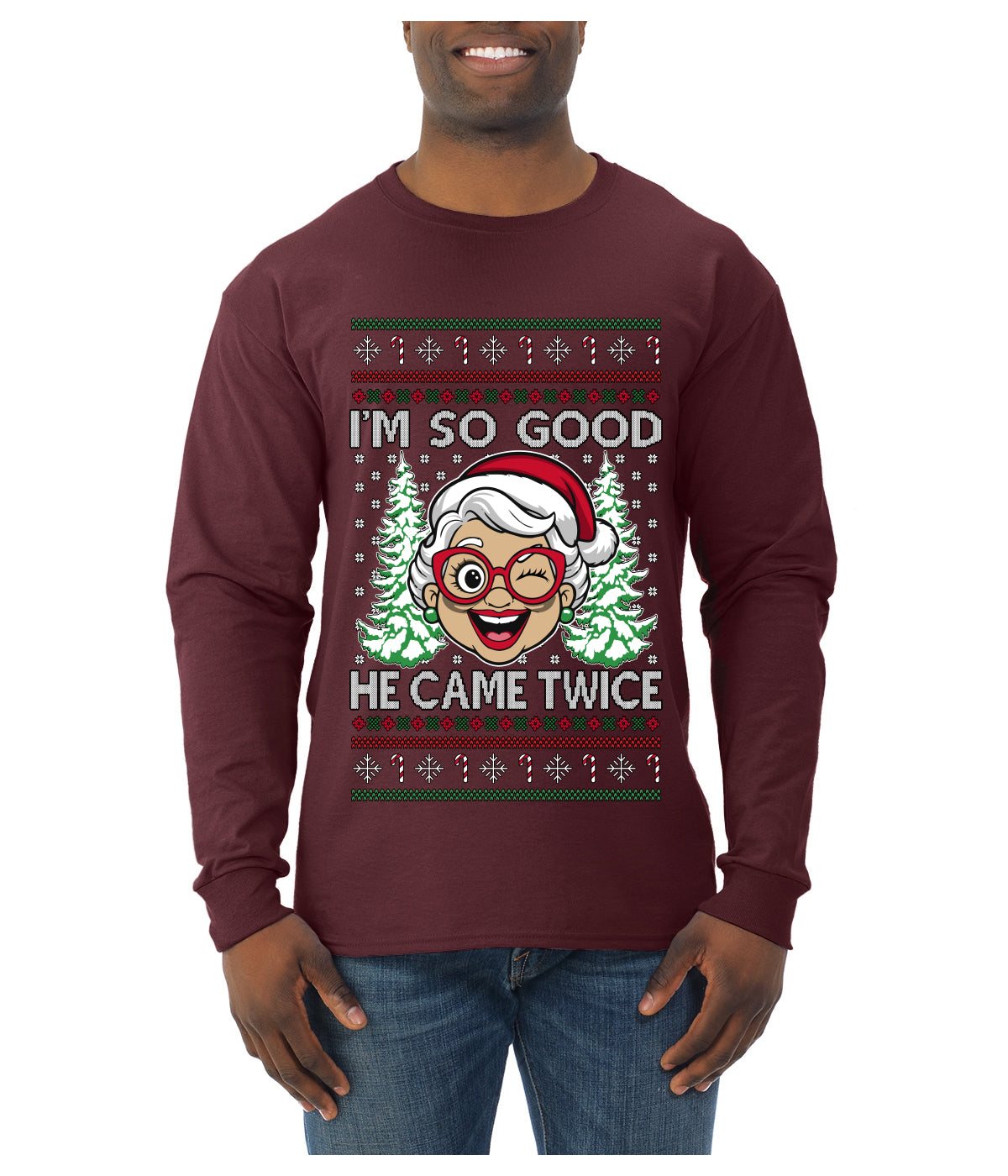 So Good He Came Twice, Ugly Christmas Sweater Unisex Mens Long Sleeve Shirt