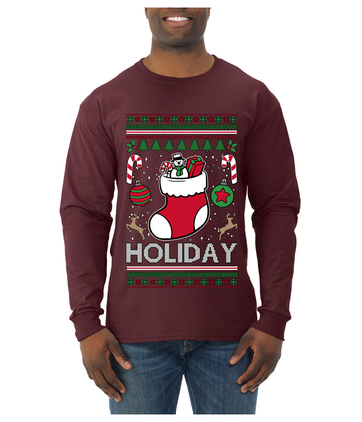 Holiday, Ugly Christmas Sweater Unisex Mens Long Sleeve Shirt