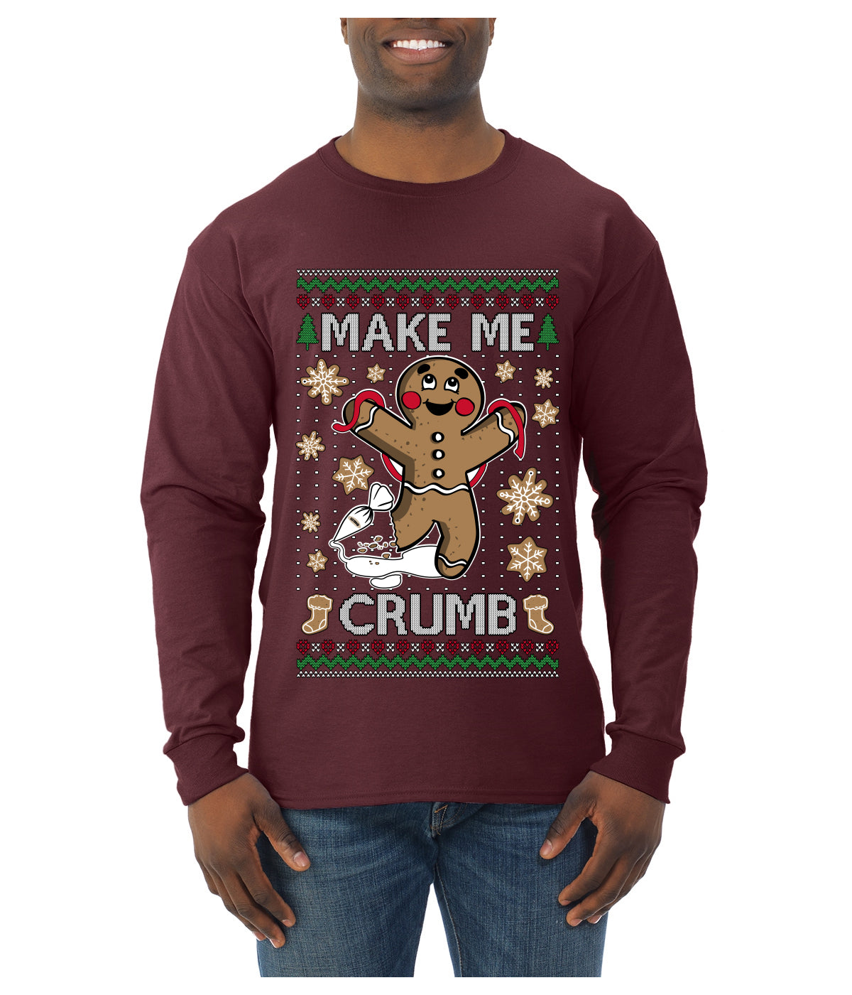 Make Me Crumb, Ugly Christmas Sweater Unisex Mens Long Sleeve Shirt