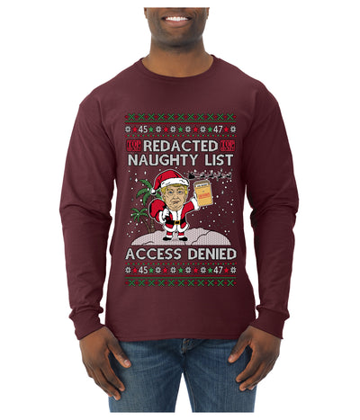 Redacted Naughty List Access Denied, Ugly Christmas Sweater Unisex Unisex Mens Long Sleeve Shirt