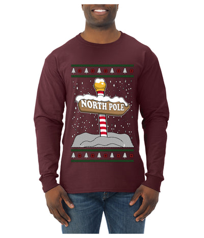 North Pole, Ugly Christmas Sweater Unisex Mens Long Sleeve Shirt
