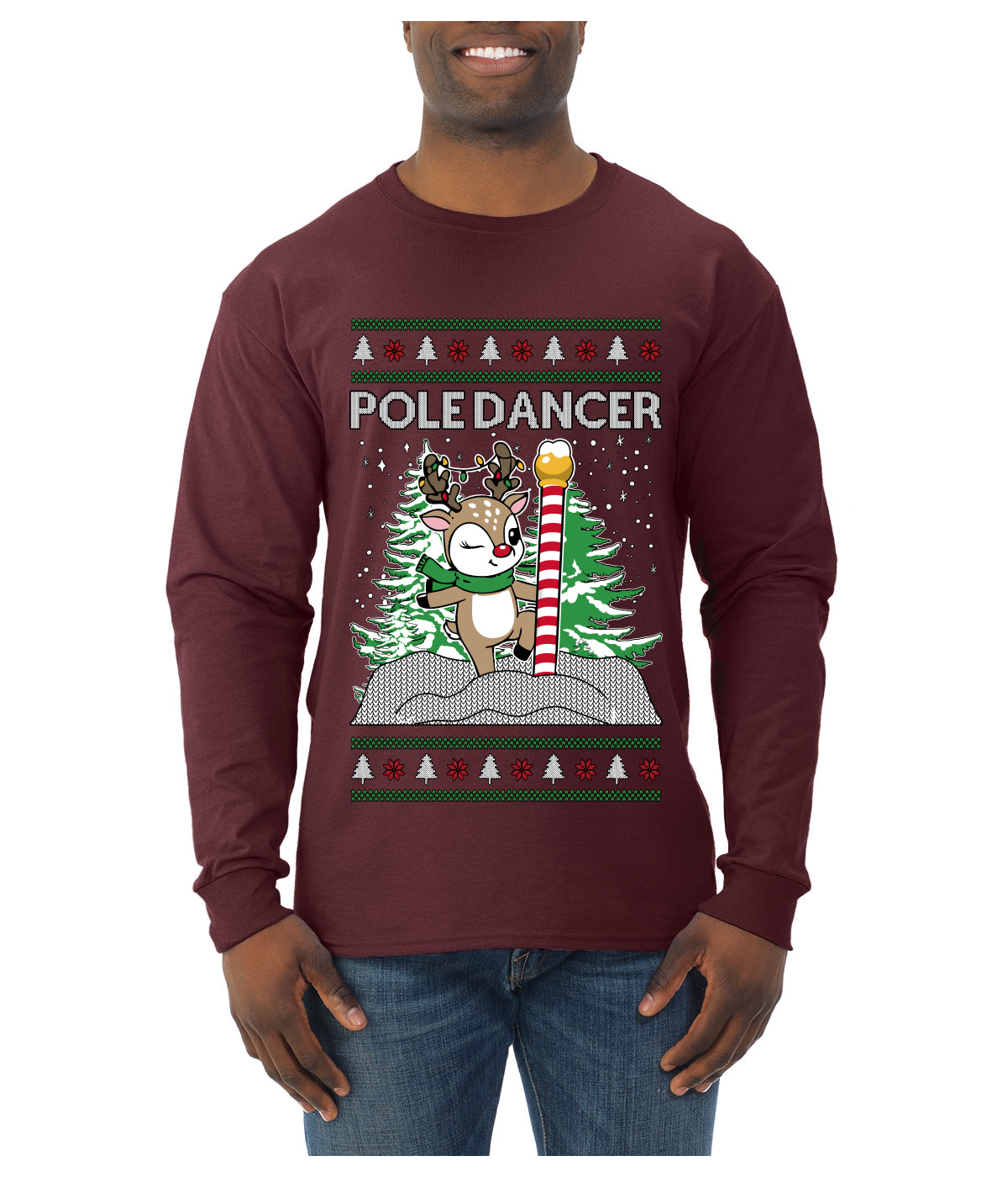 Pole Dancer, Ugly Christmas Sweater Unisex Mens Long Sleeve Shirt