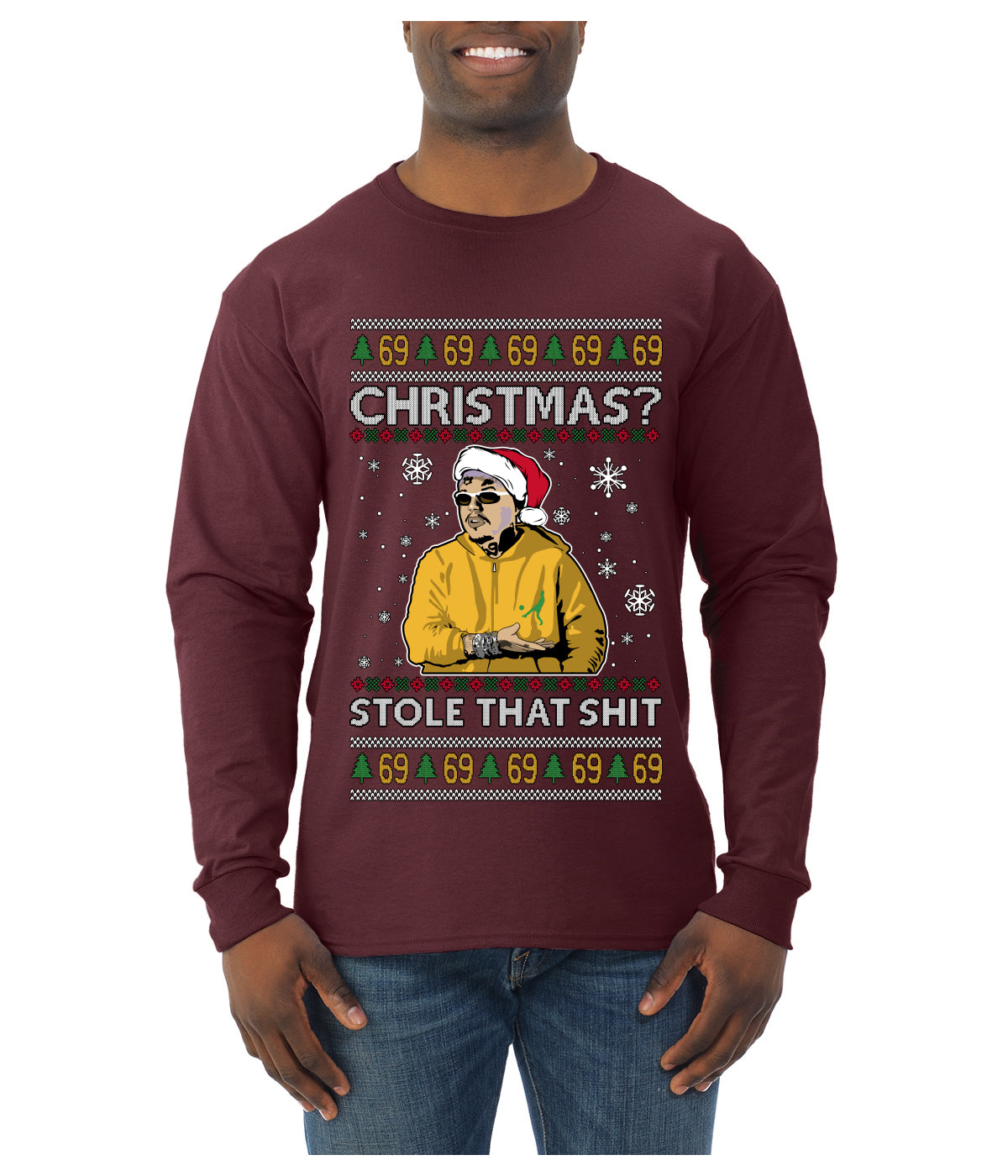 Christmas? Stole That 69 Meme, Ugly Christmas Sweater Unisex Mens Long Sleeve Shirt