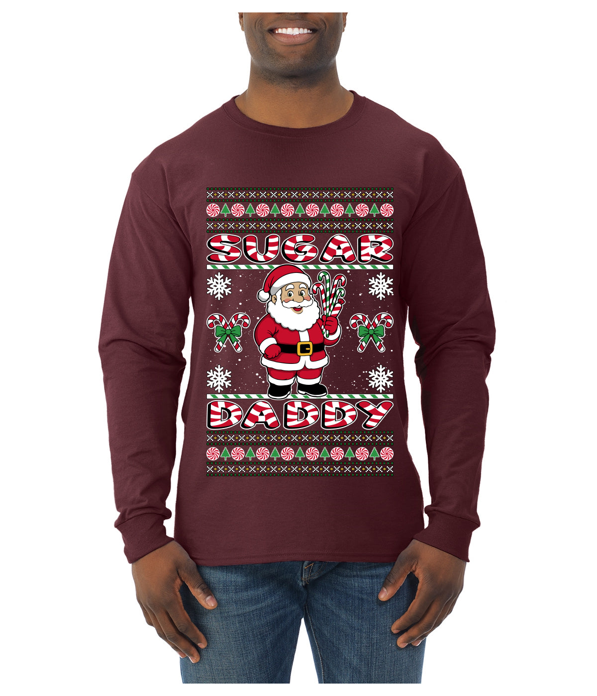 Sugar Daddy Santa, Ugly Christmas Sweater Unisex Mens Long Sleeve Shirt