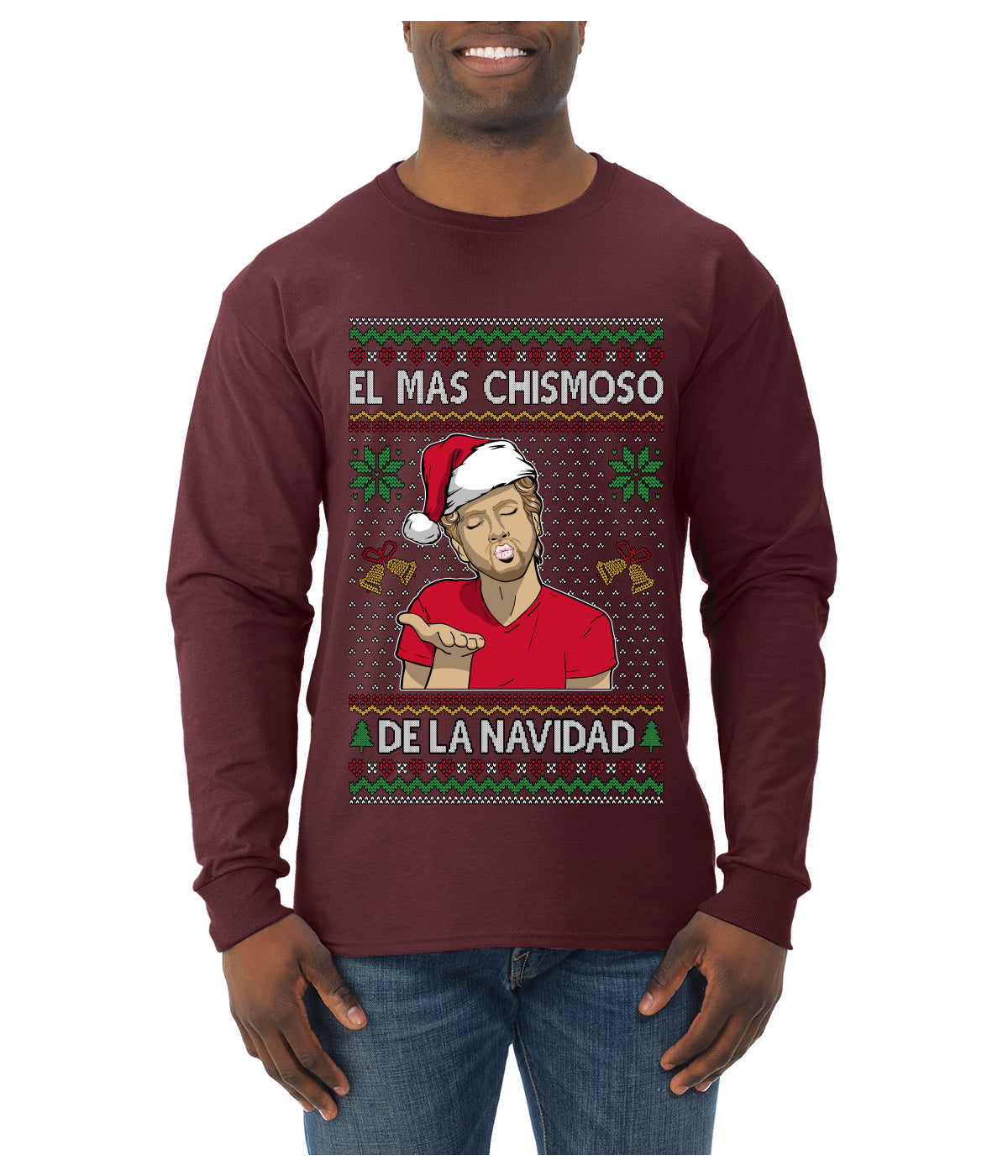 El Mas Chismoso De La Navidad, Ugly Christmas Sweater Unisex Mens Long Sleeve Shirt