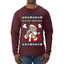 Seazyns Greeting Santa Packing Lip Pouch, Ugly Christmas Sweater Unisex Mens Long Sleeve Shirt