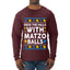 Deck The Halls With Matzo Balls Hanukkah, Ugly Christmas Sweater Unisex Mens Long Sleeve Shirt
