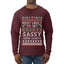 Most Likely To Get Sassy With Santa, Ugly Christmas Sweater Unisex Mens Long Sleeve Shirt