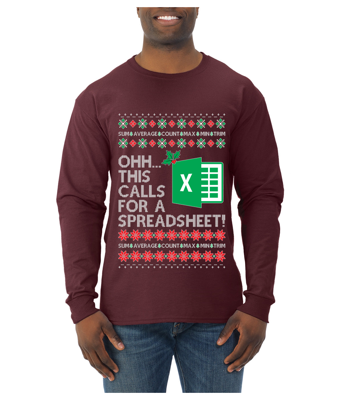 Ohh This Calls For A Spreadsheet Office, Ugly Christmas Sweater Unisex Mens Long Sleeve Shirt