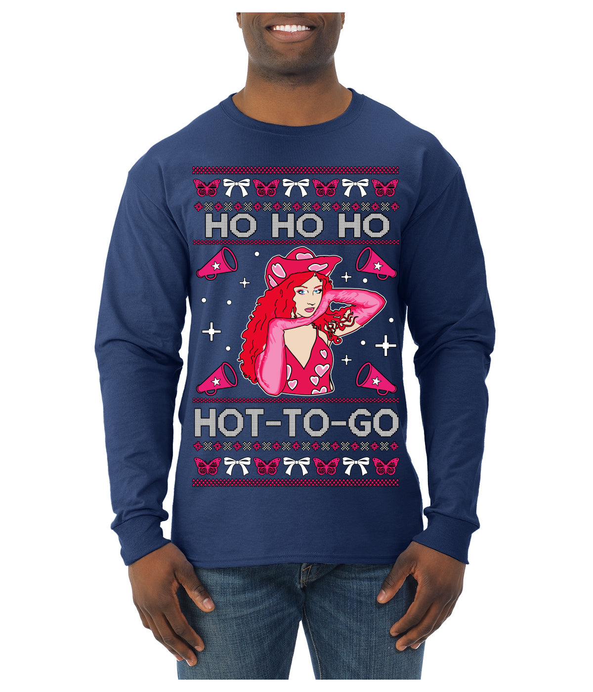 Ho Ho Ho Hot to Go, Viral Midwest Princess Song Dance Pop Star Concert Tour Merch Ugly Christmas Sweater Mens Long Sleeve Shirt