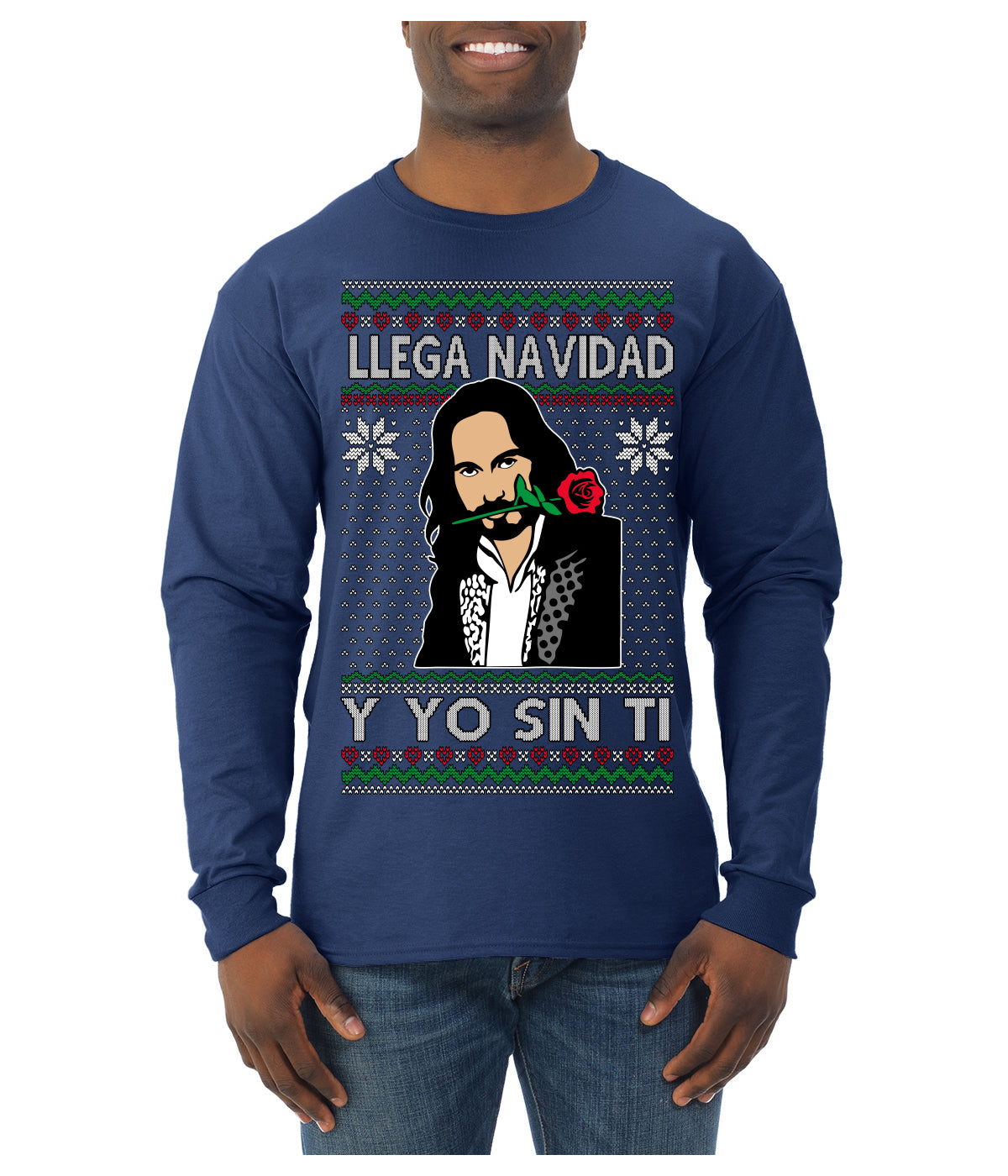 Llega Navidad Y Yo Sin Ti Christmas Is Coming Marco Ugly Christmas Sweater Mens Long Sleeve Shirt