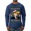 Feliz Navidad Mi Amigos Funny President Ugly Christmas Sweater Mens Long Sleeve Shirt