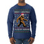 Merry Christmas Ya Filthy Humans Funny Sasquatch Bigfoot Ugly Christmas Sweater Mens Long Sleeve Shirt