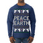 Peace On Earth Funny Xmas Cute Pink Angel Cross Ugly Christmas Sweater Mens Long Sleeve Shirt
