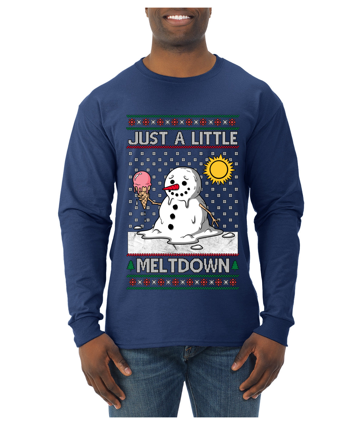Just A Little Meltdown, Ugly Christmas Sweater Mens Long Sleeve Shirt