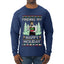 Finding My Happy Holiday, Ugly Christmas Sweater Mens Long Sleeve Shirt