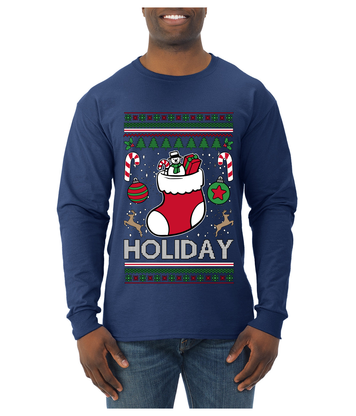 Holiday, Ugly Christmas Sweater Unisex Mens Long Sleeve Shirt