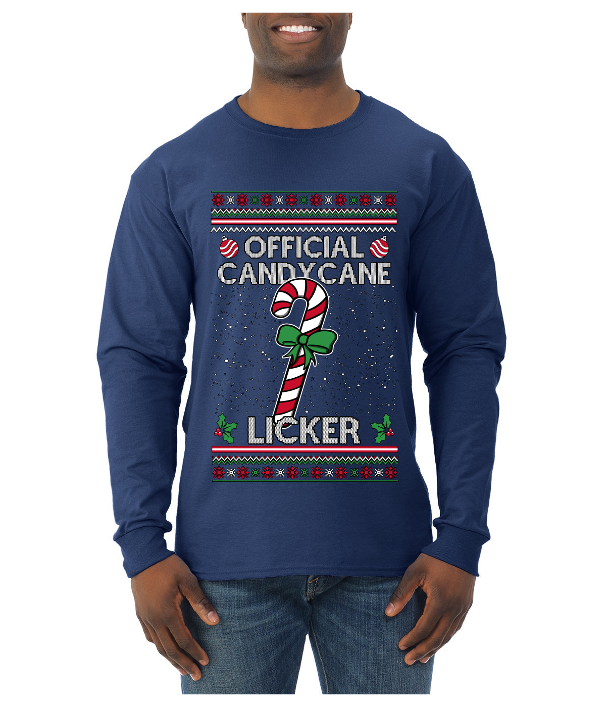 Official Candy Cane Licker, Ugly Christmas Sweater Unisex Unisex Mens Long Sleeve Shirt