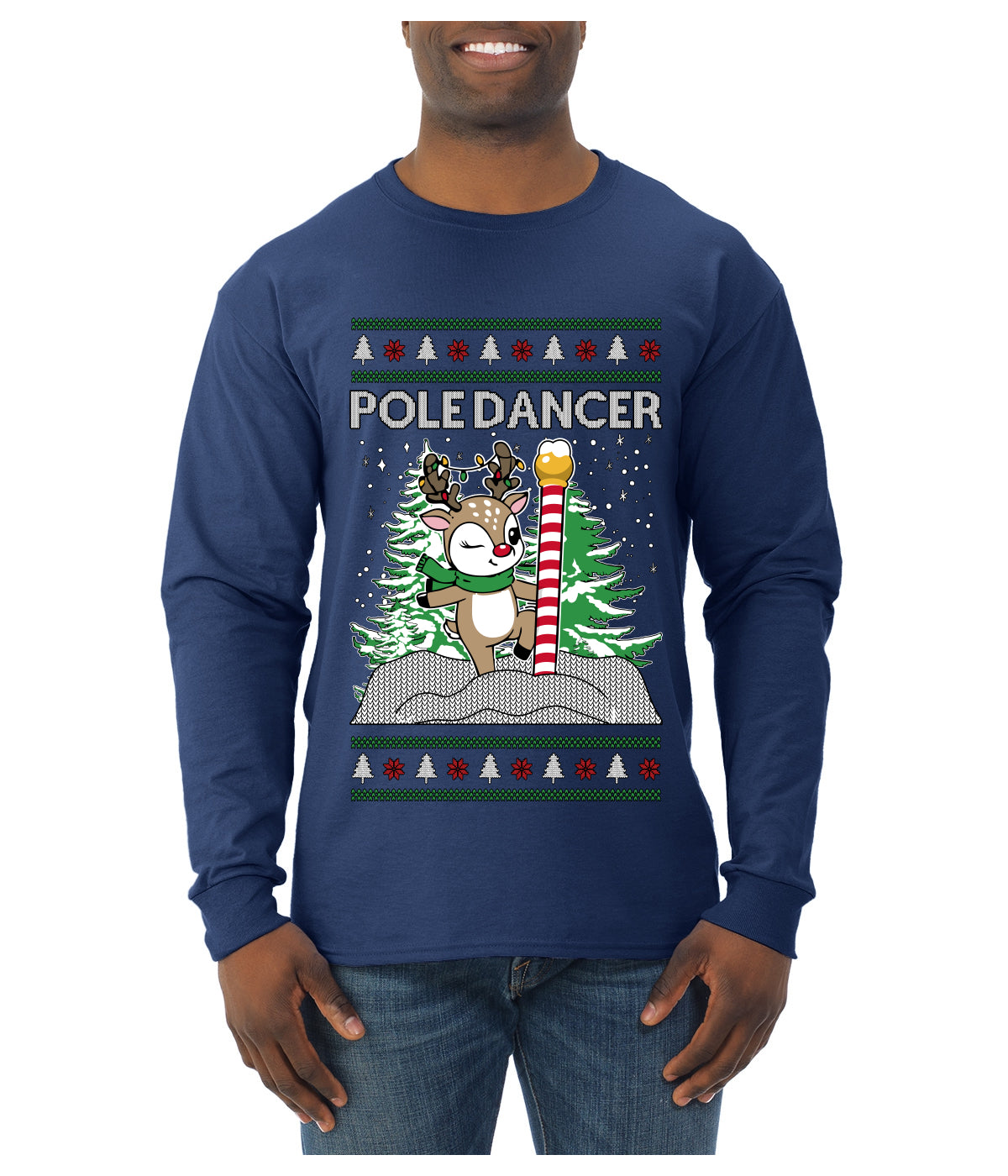 Pole Dancer, Ugly Christmas Sweater Unisex Mens Long Sleeve Shirt