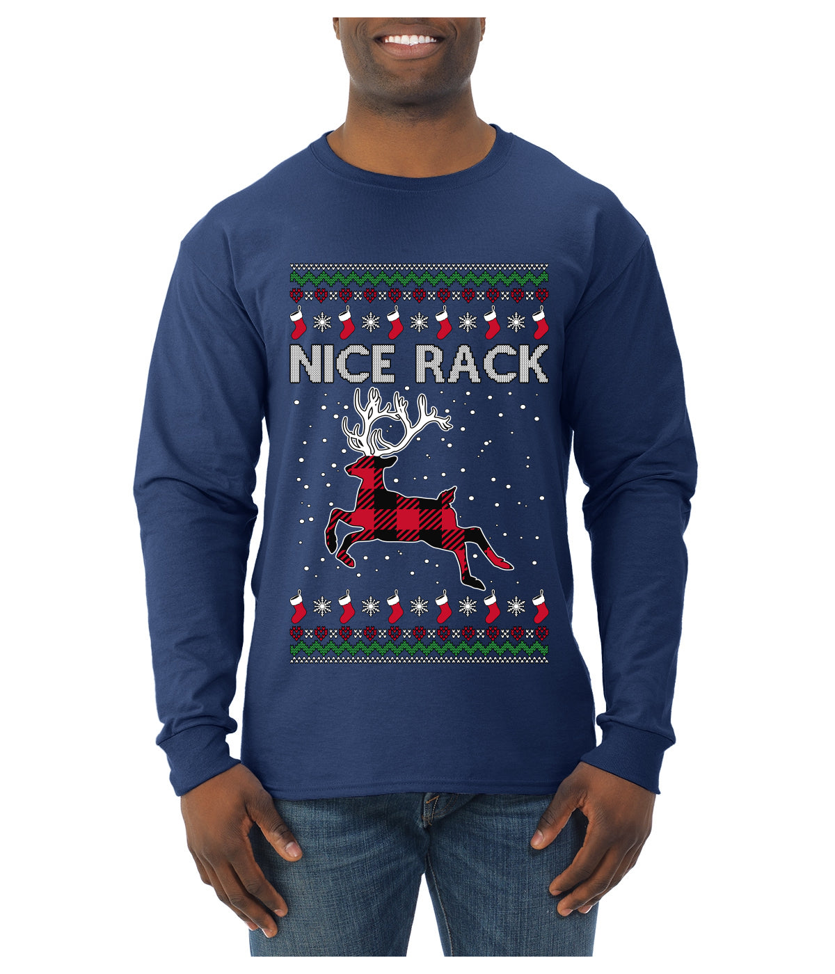 Nice Rack, Ugly Christmas Sweater Unisex Mens Long Sleeve Shirt
