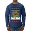 Feliz Navidad Dancing Gingerbread Man, Ugly Christmas Sweater Unisex Mens Long Sleeve Shirt