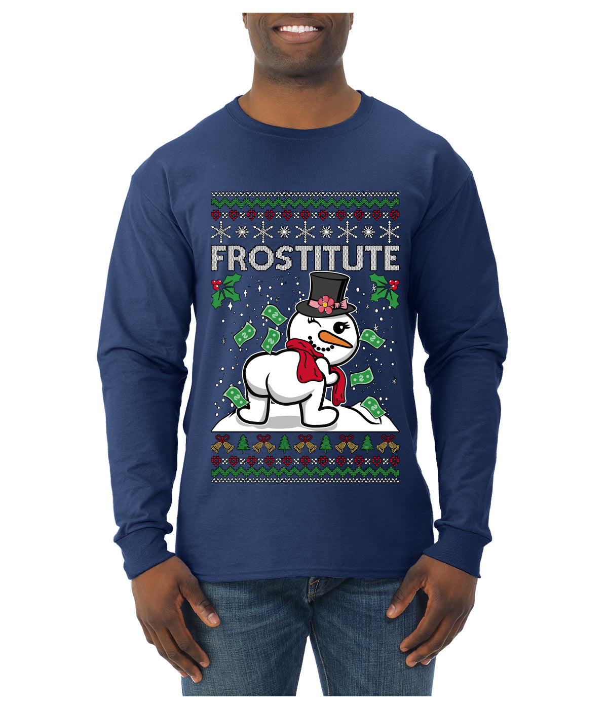 Frostitute, Ugly Christmas Sweater Unisex Mens Long Sleeve Shirt