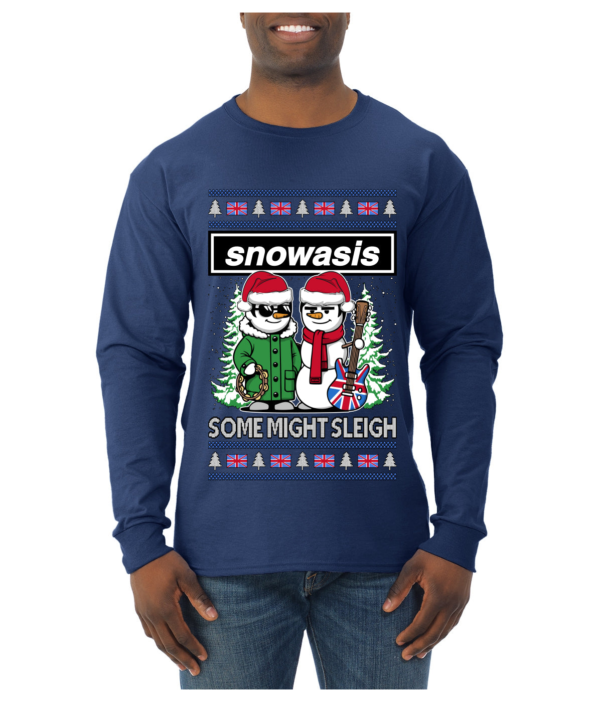 Snowasis English Rock Band Parody, Ugly Christmas Sweater Unisex Mens Long Sleeve Shirt