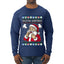 Seazyns Greeting Santa Packing Lip Pouch, Ugly Christmas Sweater Unisex Mens Long Sleeve Shirt