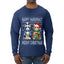 Happy Hanukkat Meowy Christmas, Ugly Christmas Sweater Unisex Mens Long Sleeve Shirt