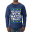 Deck The Halls With Matzo Balls Hanukkah, Ugly Christmas Sweater Unisex Mens Long Sleeve Shirt