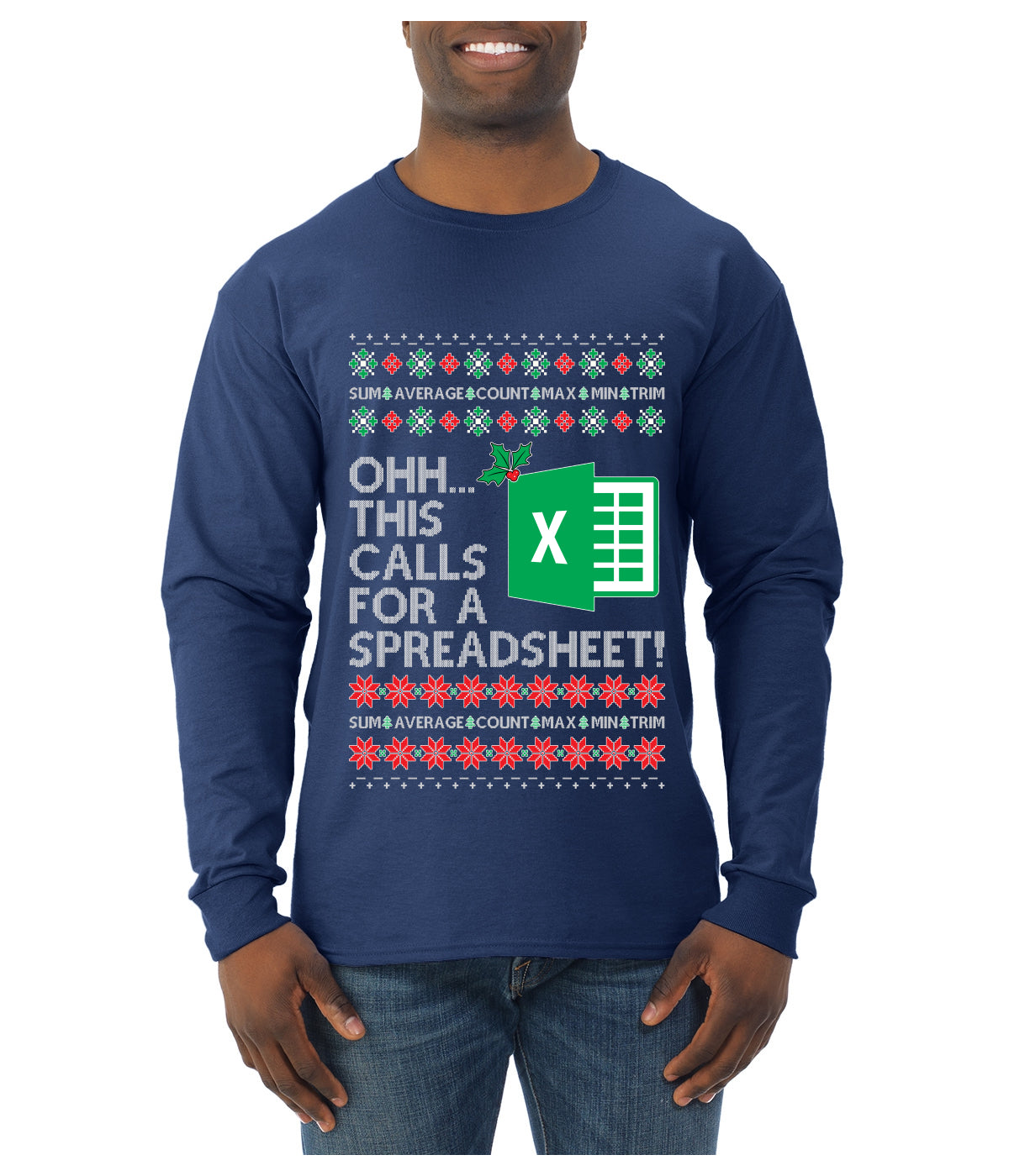 Ohh This Calls For A Spreadsheet Office, Ugly Christmas Sweater Unisex Mens Long Sleeve Shirt
