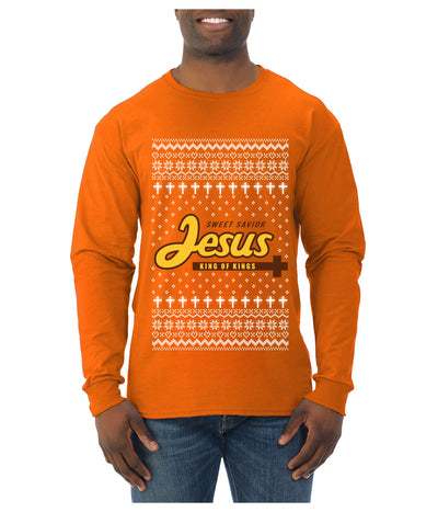 Sweet Savior Jesus Peanut Butter Chocolate Parody, Ugly Christmas Sweater Unisex Mens Long Sleeve Shirt