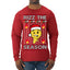 Rizz the Season Viral Internet Fire Emoji Face Meme Ugly Christmas Sweater Mens Long Sleeve Shirt