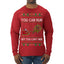You Can Run But You Can't Hide Santa Sleigh Reindeer Ugly Christmas Sweater Mens Long Sleeve Shirt
