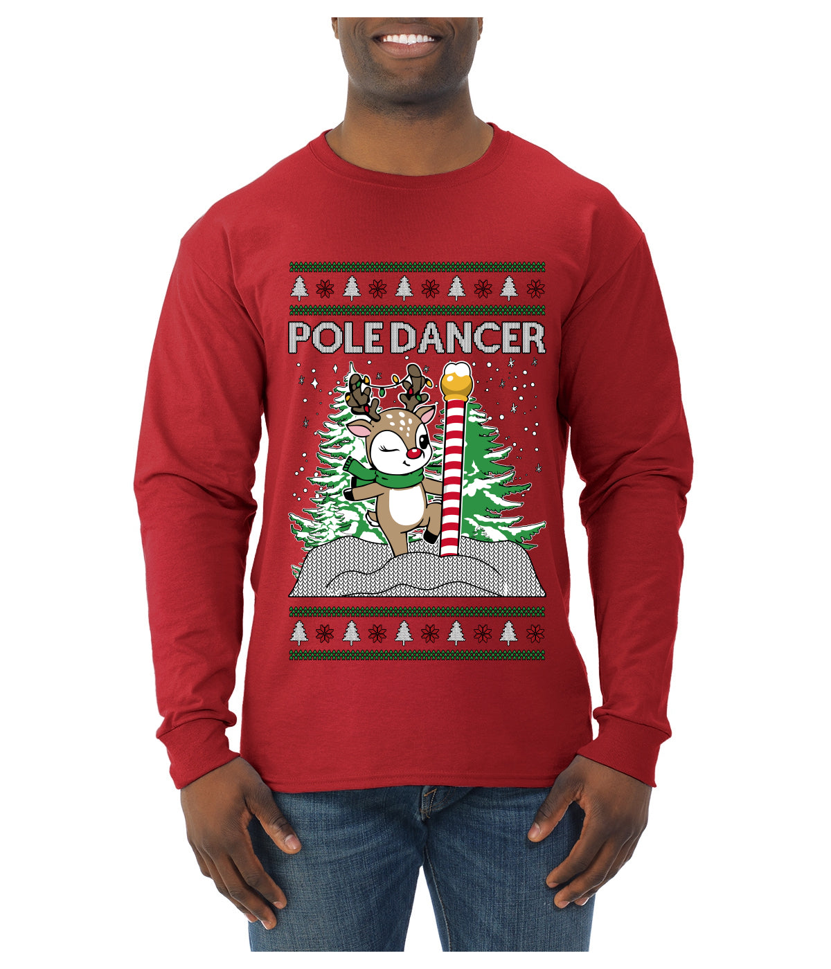 Pole Dancer, Ugly Christmas Sweater Unisex Mens Long Sleeve Shirt