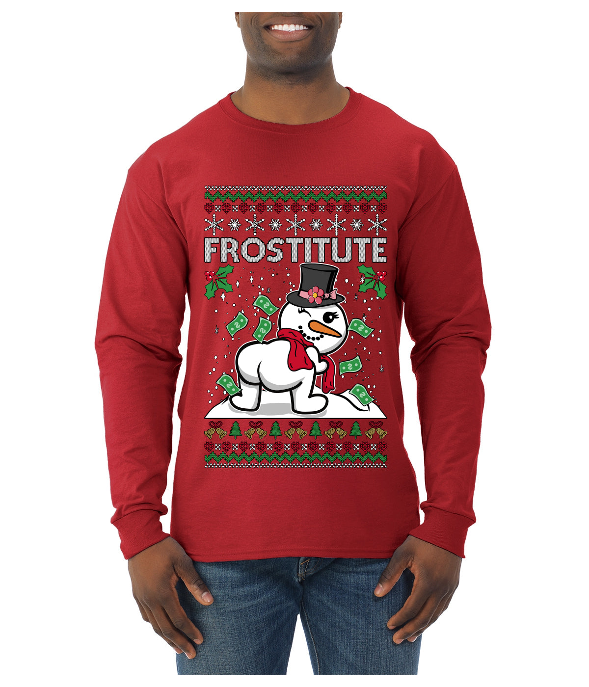 Frostitute, Ugly Christmas Sweater Unisex Mens Long Sleeve Shirt