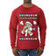 Seazyns Greeting Santa Packing Lip Pouch, Ugly Christmas Sweater Unisex Mens Long Sleeve Shirt