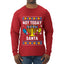 Not Today Santa Menorah Hanukkah, Ugly Christmas Sweater Unisex Mens Long Sleeve Shirt
