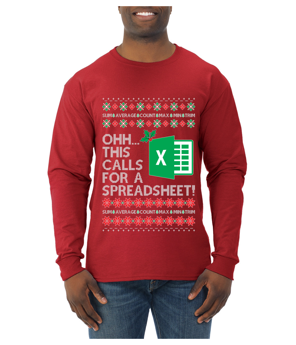 Ohh This Calls For A Spreadsheet Office, Ugly Christmas Sweater Unisex Mens Long Sleeve Shirt