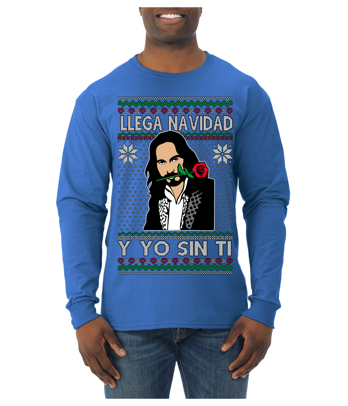Llega Navidad Y Yo Sin Ti Christmas Is Coming Marco Ugly Christmas Sweater Mens Long Sleeve Shirt