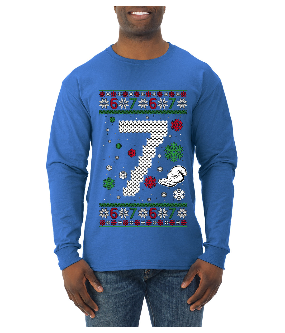 Christmas 7 Meme, Ugly Christmas Sweater Unisex Mens Long Sleeve Shirt