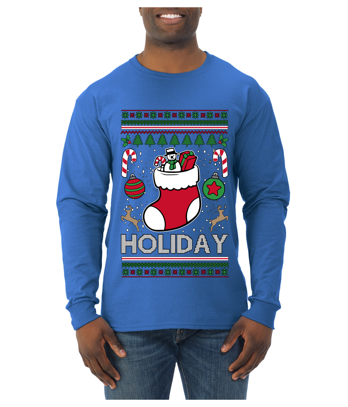 Holiday, Ugly Christmas Sweater Unisex Mens Long Sleeve Shirt