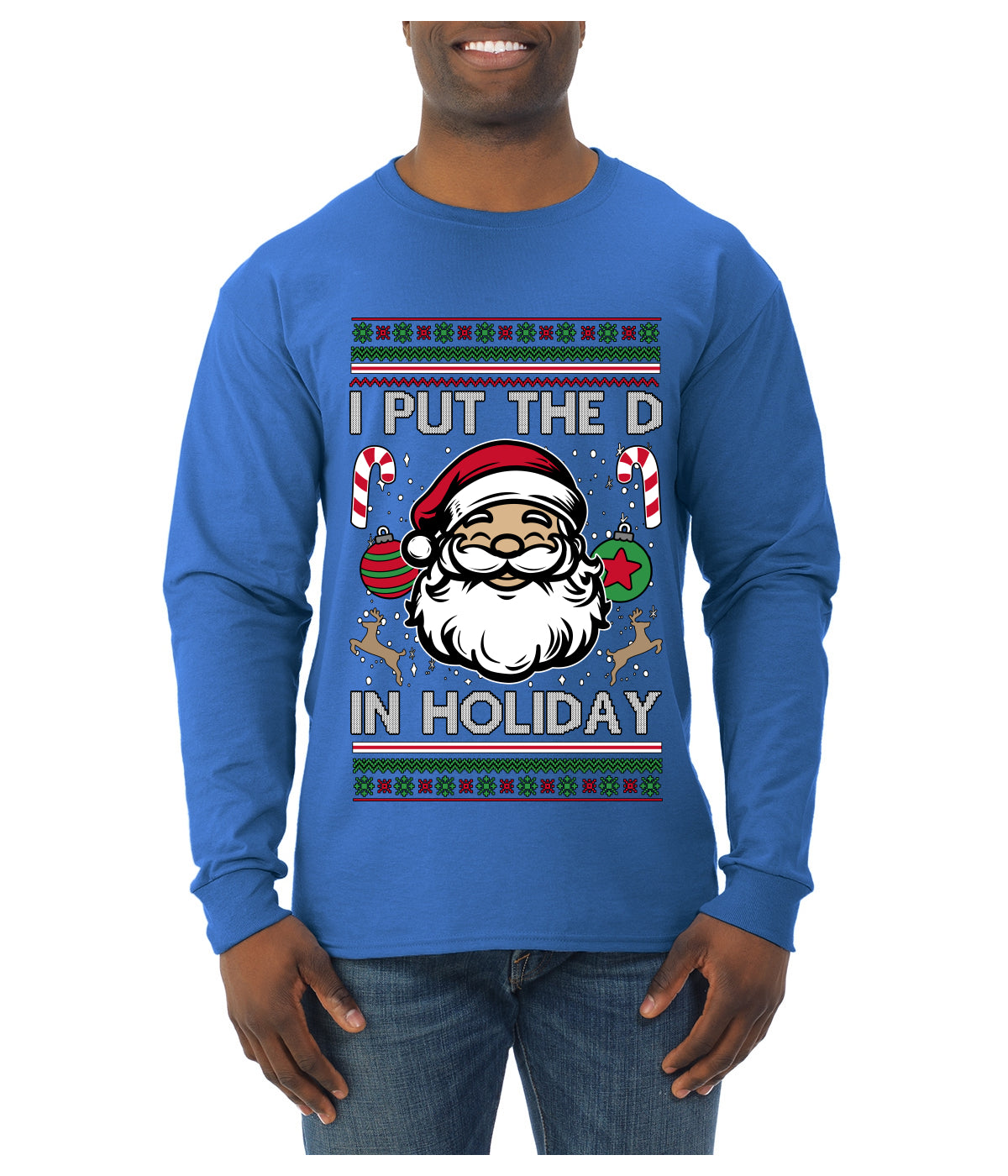 I Put The D In Holiday, Ugly Christmas Sweater Unisex Mens Long Sleeve Shirt