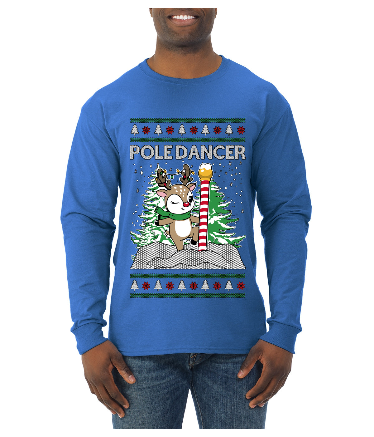 Pole Dancer, Ugly Christmas Sweater Unisex Mens Long Sleeve Shirt