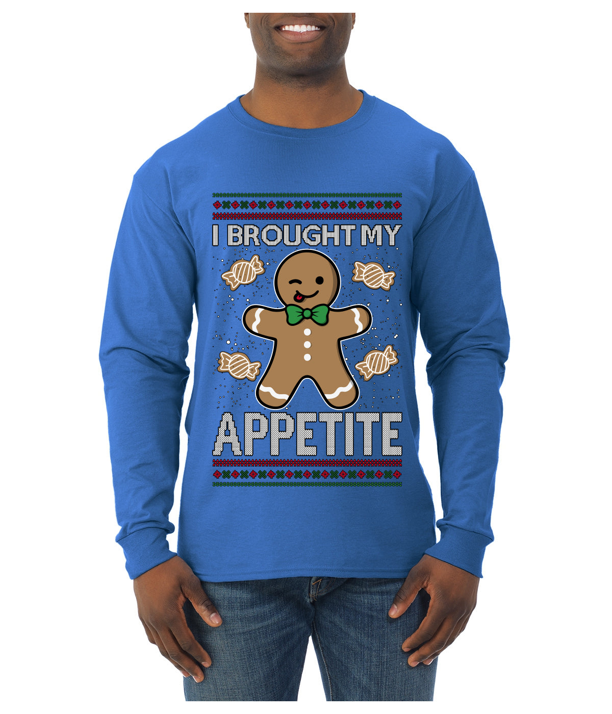 I Brought My Appetitie, Ugly Christmas Sweater Unisex Mens Long Sleeve Shirt