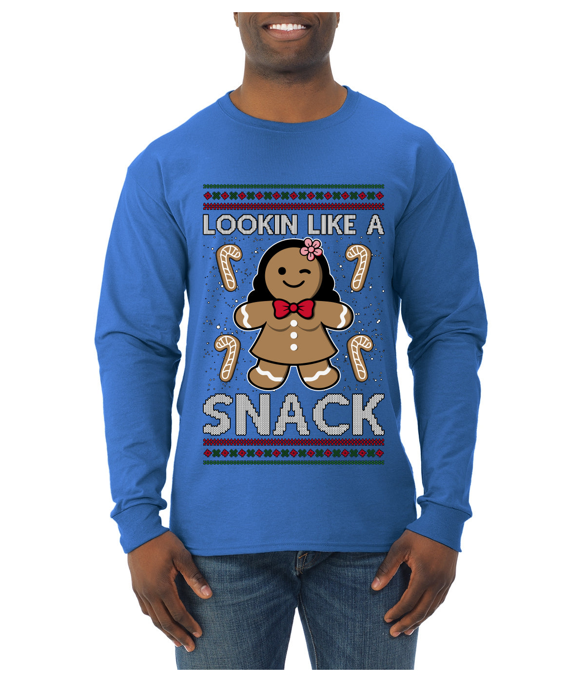 Lookin Like A Snack, Ugly Christmas Sweater Unisex Mens Long Sleeve Shirt