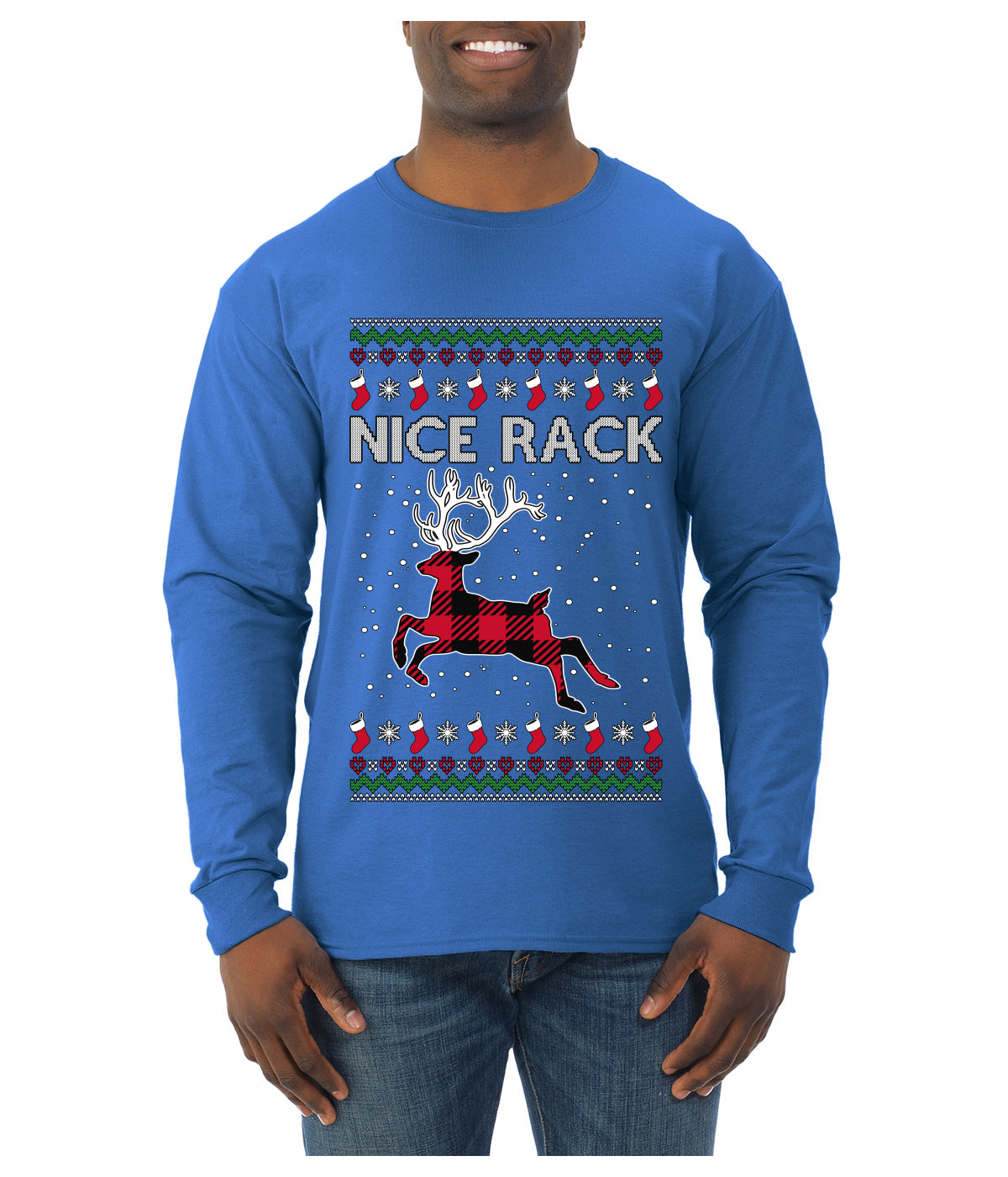 Nice Rack, Ugly Christmas Sweater Unisex Mens Long Sleeve Shirt