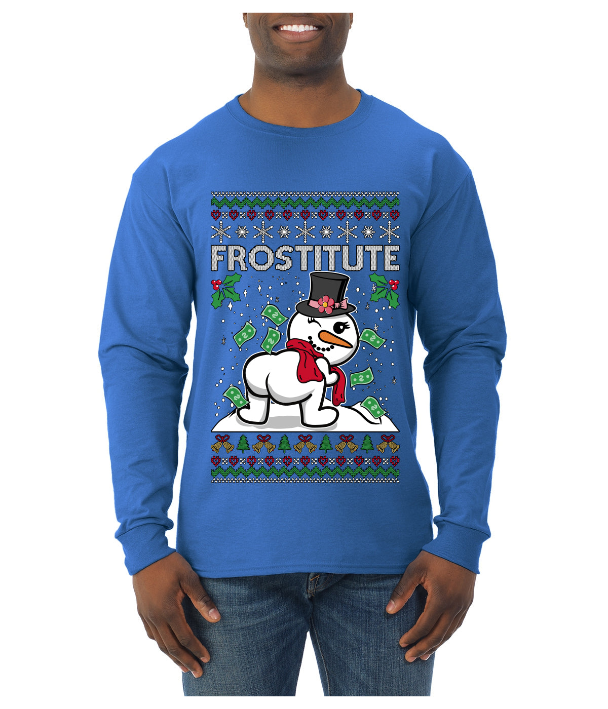 Frostitute, Ugly Christmas Sweater Unisex Mens Long Sleeve Shirt