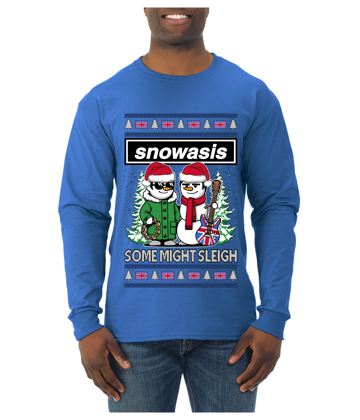 Snowasis English Rock Band Parody, Ugly Christmas Sweater Unisex Mens Long Sleeve Shirt