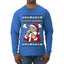 Seazyns Greeting Santa Packing Lip Pouch, Ugly Christmas Sweater Unisex Mens Long Sleeve Shirt